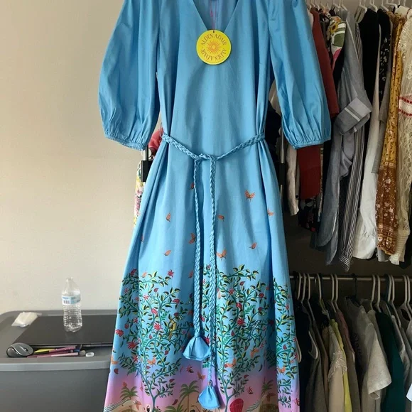 Alden Aldair Lizzie Sky Blue Maxi Dress Size Small NWT - Picture 7 of 14